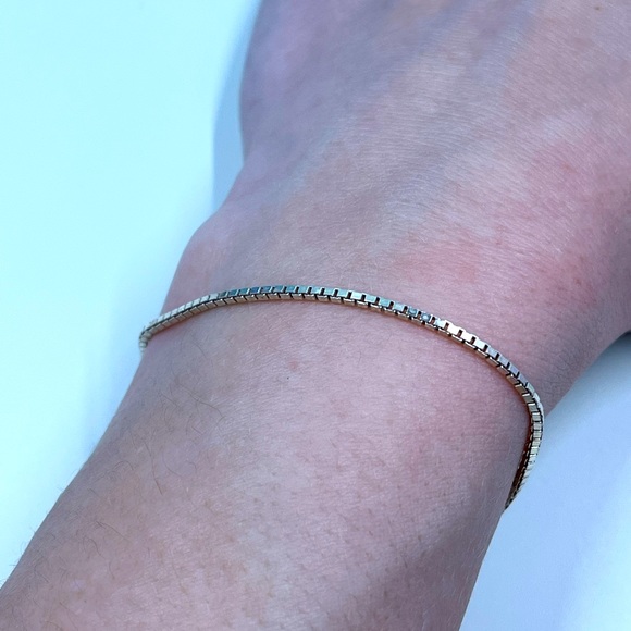 Jewelry - Vintage Sterling Silver Stamped Box Chain Bracelet 7.25 Inches